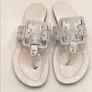 Tory Burch square Millers white patent leather 10